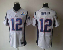 Nike Patriots -12 Tom Brady White With Hall of Fame 50th Patch Stitched NFL Elite Jersey