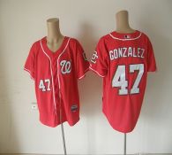 Washington Nationals #47 Gio Gonzalez Red Cool Base Stitched MLB Jersey