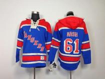 New York Rangers -61 Rick Nash Blue Sawyer Hooded Sweatshirt Stitched NHL Jersey