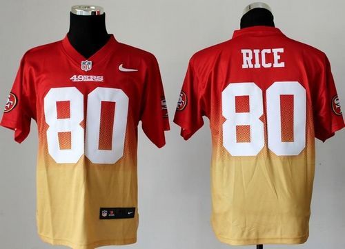 Nike San Francisco 49ers #80 Jerry Rice Red Gold Men‘s Stitched NFL Elite Fadeaway Fashion Jersey