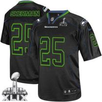 Nike Seattle Seahawks #25 Richard Sherman Lights Out Black Super Bowl XLIX Men's Stitched NFL Elite