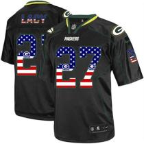 Nike Green Bay Packers #27 Eddie Lacy Black Men's Stitched NFL Elite USA Flag Fashion Jersey