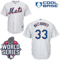New York Mets -33 Matt Harvey White Blue Strip  New Cool Base W 2015 World Series Patch Stitched MLB