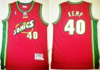 Oklahoma City Thunder -40 Shawn Kemp Red SuperSonics Throwback Stitched NBA Jersey