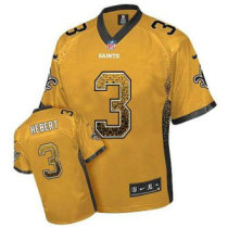Nike Saints -3 Bobby Hebert Gold Stitched NFL Elite Drift Fashion Jersey
