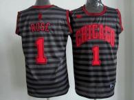 Chicago Bulls -1 Derrick Rose Black Grey Groove Stitched NBA Jersey