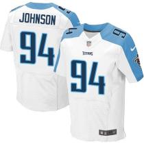 Nike Titans -94 Austin Johnson White Stitched NFL Elite Jersey