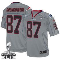 Nike New England Patriots -87 Rob Gronkowski Lights Out Grey Super Bowl XLIX Mens Stitched NFL Elite
