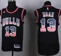 Chicago Bulls -13 Joakim Noah Black USA Flag Fashion Stitched NBA Jersey