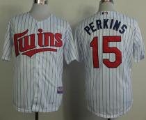 Minnesota Twins -15 Glen Perkins White Blue Strip Cool Base Stitched MLB Jersey