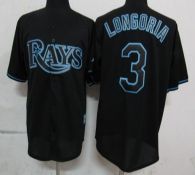 Tampa Bay Rays #3 Evan Longoria Black Fashion Stitched MLB Jersey