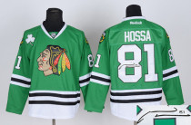 Autographed Chicago Blackhawks -81 Marian Hossa Green Stitched NHL Jersey