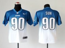NEW Detroit Lions -90 Ndamukong Suh Blue White Drift Fashion II Elite NFL Jerseys