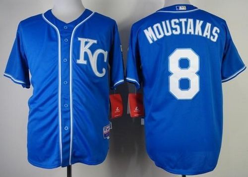 Kansas City Royals -8 Mike Moustakas Blue Alternate 2 Cool Base Stitched MLB Jersey
