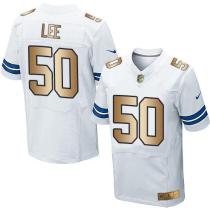 Nike Cowboys -50 Sean Lee White Stitched NFL Elite Gold Jersey