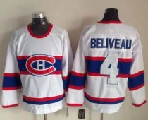 Montreal Canadiens -4 Jean Beliveau White CCM Throwback Stitched NHL Jersey