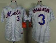 New York Mets -3 Curtis Granderson White Blue Strip Home Cool Base Stitched MLB Jersey