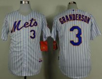 New York Mets -3 Curtis Granderson White Blue Strip Home Cool Base Stitched MLB Jersey