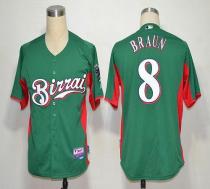 Milwaukee Brewers -8 Ryan Braun Green Birrai Cool Base Stitched MLB Jersey