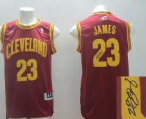 Revolution 30 Autographed Cleveland Cavaliers -23 LeBron James Red Road Stitched NBA Jersey