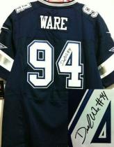 Nike Dallas Cowboys #94 DeMarcus Ware Navy Blue Team Color Men's Stitched NFL Elite Autographed Jers