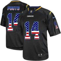 Nike San Diego Chargers #14 Dan Fouts Black Men‘s Stitched NFL Elite USA Flag Fashion Jersey