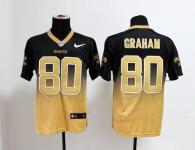 Nike New Orleans Saints #80 Jimmy Graham Black Gold Men's Stitched NFL Elite Fadeaway Fashion Jersey