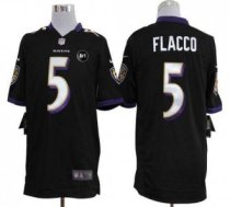 Nike Ravens -5 Joe Flacco Black Alternate With Art Patch Stitched NFL Game Jersey
