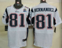 Nike Patriots -81 Aaron Hernandez White With Hall of Fame 50th Patch Stitched NFL Elite Jersey