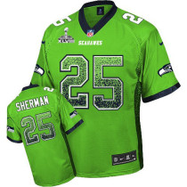 Seattle Seahawks Super Bowl XLVIII #25 Men's Richard Sherman Elite Green Drift Fashion Jersey