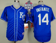 Kansas City Royals -14 Omar Infante Light Blue Alternate 2 Cool Base W 2015 World Series Patch Stitc