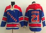 New York Rangers -21 Derek Stepan Blue Sawyer Hooded Sweatshirt Stitched NHL Jersey