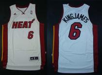 Miami Heat -6 LeBron James White Nickname King James Stitched NBA Jersey