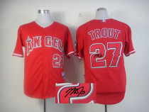 Autographed MLB Los Angeles Angels of Anaheim -27 Mike Trout Red Cool Base Stitched Jersey