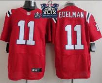 Nike New England Patriots -11 Julian Edelman Red Alternate Super Bowl XLIX Champions Patch Mens Stit