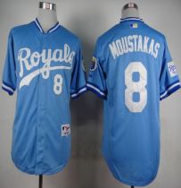 Kansas City Royals -8 Mike Moustakas Light Blue 1985 Turn Back The Clock Stitched MLB Jersey