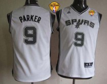 San Antonio Spurs #9 Tony Parker White With Finals Patch Youth Stitched NBA Jersey