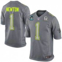 Nike Panthers -1 Cam Newton Grey Pro Bowl With 20TH Season Patch Stitched Team Sanders Jersey