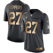 Nike Browns -27 Jabrill Peppers Black Stitched NFL Limited Gold Salute To Service Jersey