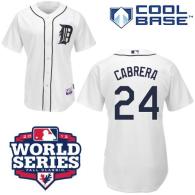 Detroit Tigers -24 Miguel Cabrera White Cool Base w 2012 World Series Patch Stitched MLB Jersey