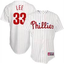 Philadelphia Phillies #33 Cliff Lee White Red Strip  Stitched MLB Jersey
