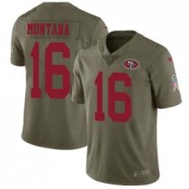 Nike 49ers -16 Joe Montana Olive Stitched NFL Limited 2017 Salute to Service Jersey