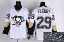 Autographed Pittsburgh Penguins -29 Andre Fleury White Stitched NHL Jersey