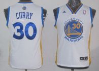 Revolution 30 Golden State Warriors #30 Stephen Curry White Stitched Youth NBA Jersey
