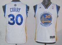 Revolution 30 Golden State Warriors #30 Stephen Curry White Stitched Youth NBA Jersey