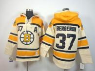 Boston Bruins -37 Patrice Bergeron Cream Sawyer Hooded Sweatshirt Stitched NHL Jersey
