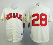 Cleveland Indians -28 Corey Kluber Cream Cool Base Stitched MLB Jersey