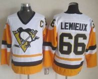 Pittsburgh Penguins -66 Mario Lemieux White Black CCM Throwback Stitched NHL Jersey