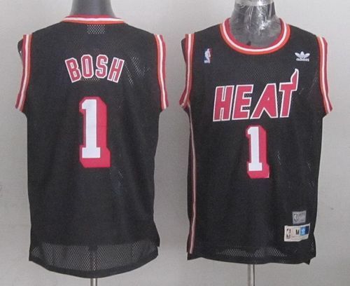 Miami Heat -1 Chris Bosh Black Hardwood Classics Nights Stitched NBA Jersey