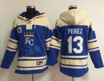 Kansas City Royals -13 Salvador Perez Light Blue Sawyer Hooded Sweatshirt MLB Hoodie
